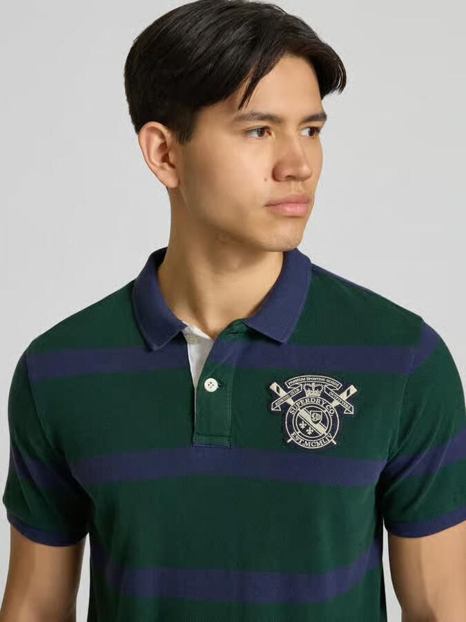 Superdry slim fit poloshirt met labelstitching en knoopsluiting