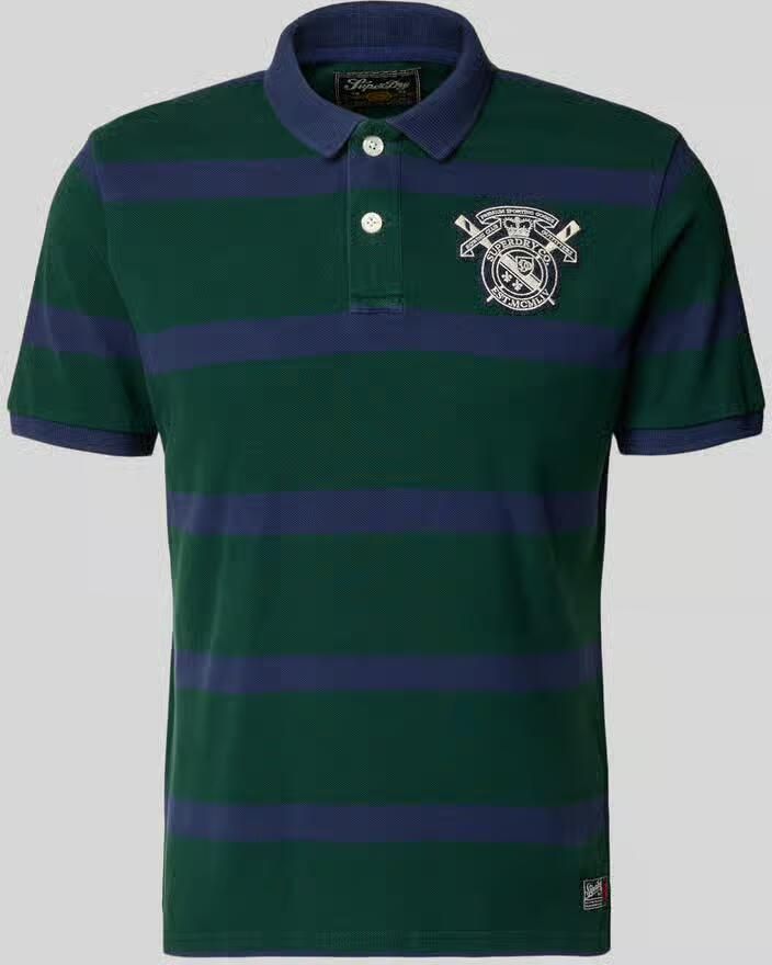 Superdry slim fit poloshirt met labelstitching en knoopsluiting - Foto 2