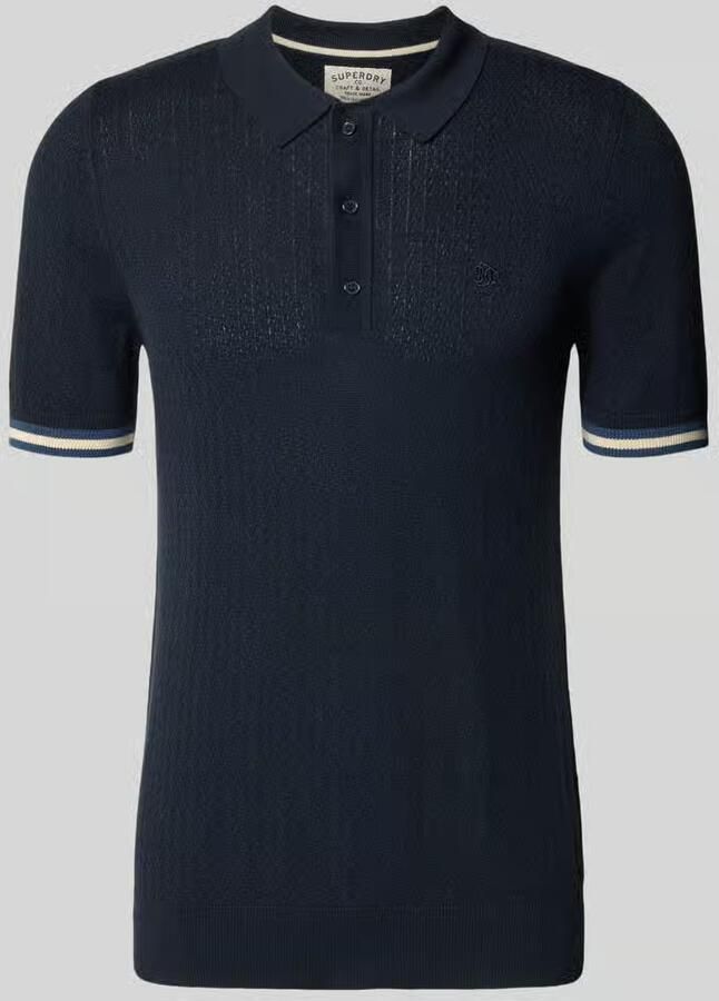 Superdry slim fit poloshirt met structuurpatroon en knoopsluiting - Foto 2