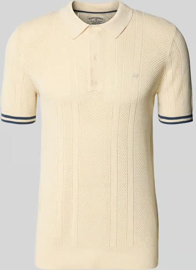 Superdry slim fit poloshirt met structuurpatroon en knoopsluiting - Foto 2