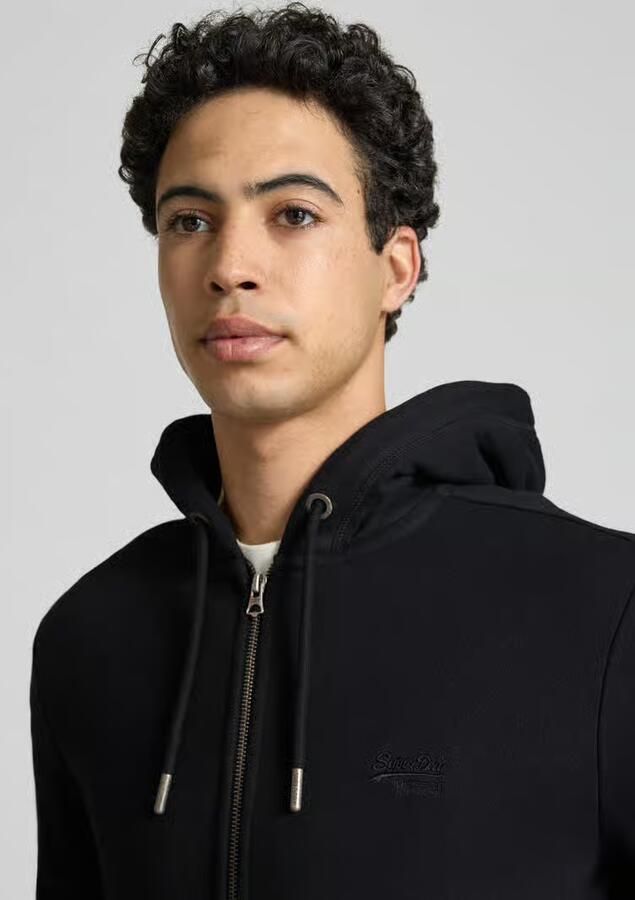 Superdry Sweatjack met capuchon en logo-stitching