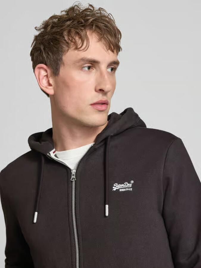 Superdry Sweatjack met capuchon en logo-stitching