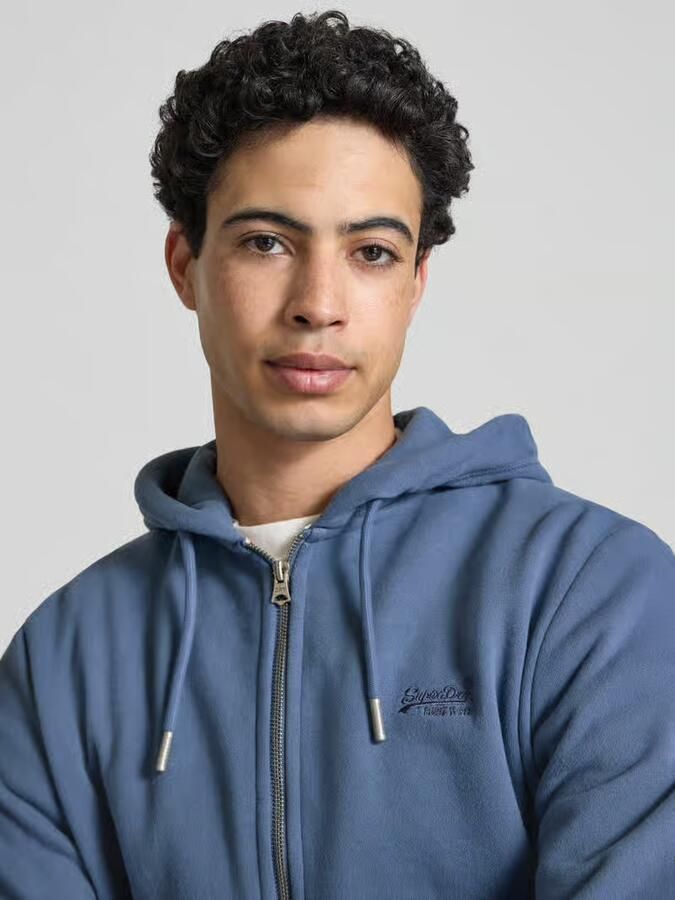 Superdry Sweatjack met capuchon en logo-stitching