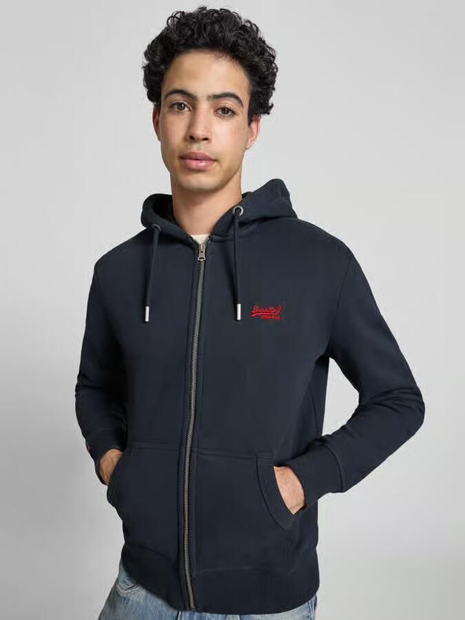 Superdry Sweatjack met capuchon en logo-stitching