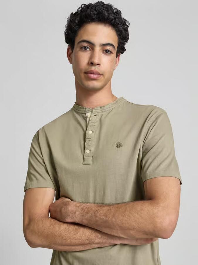Superdry T-shirt met korte knoopsluiting