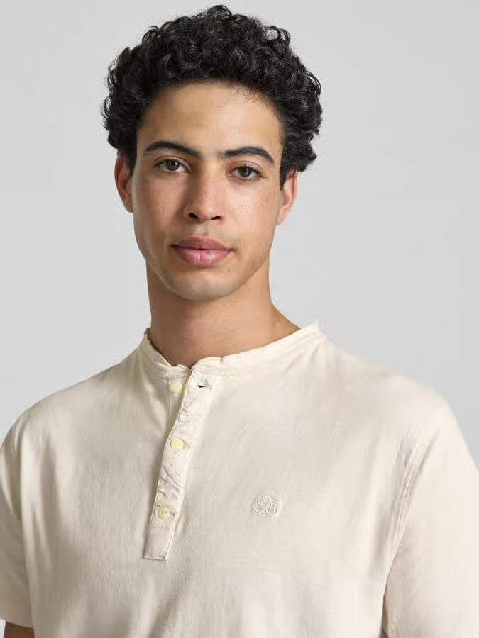 Superdry T-shirt met korte knoopsluiting