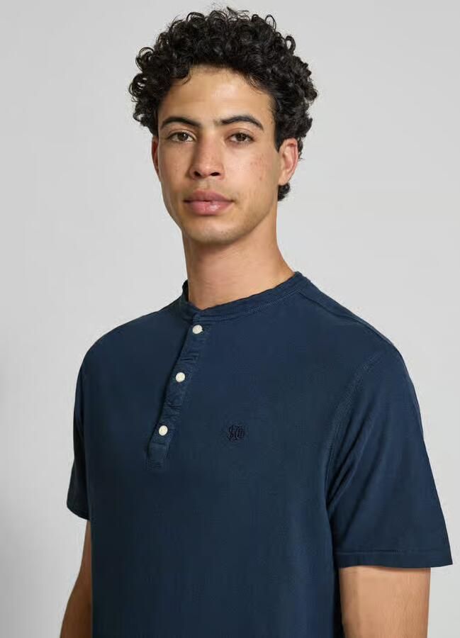 Superdry T-shirt met korte knoopsluiting