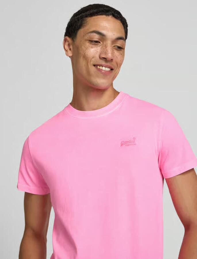 Superdry T-shirt met ronde hals en labelstitching