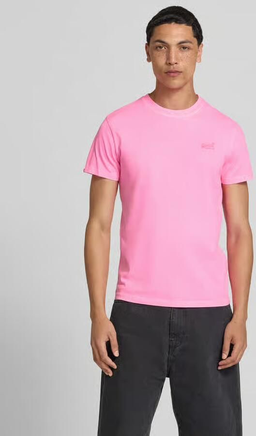 Superdry T-shirt met ronde hals en labelstitching - Foto 3