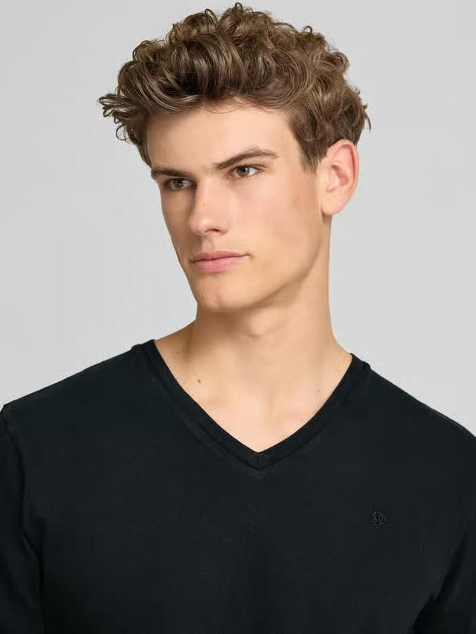 Superdry T-shirt van katoen-linnenmix met V-hals