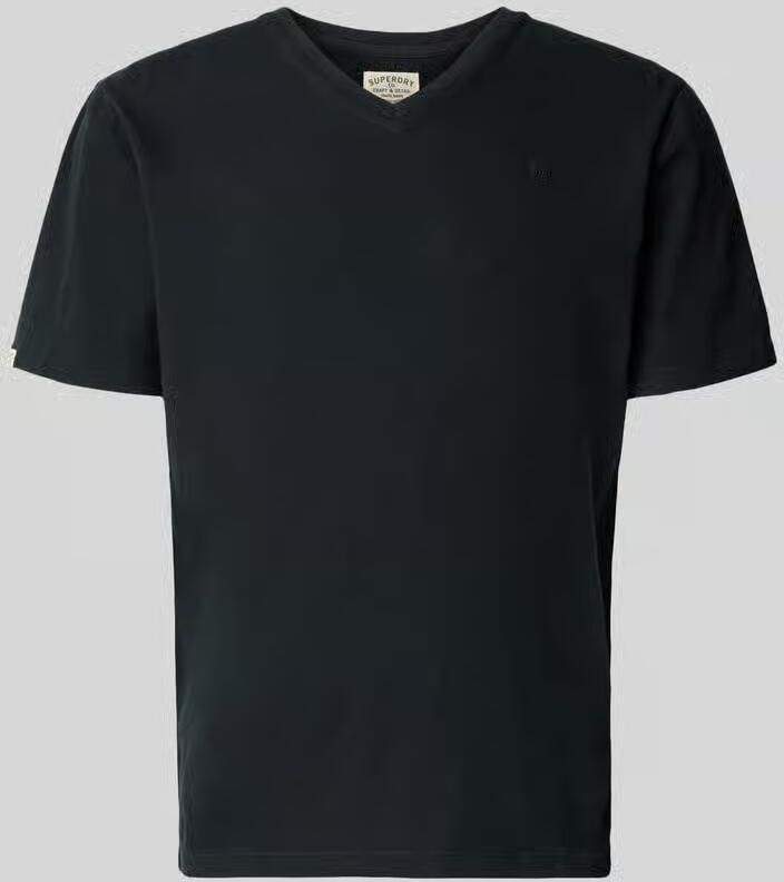 Superdry T-shirt van katoen-linnenmix met V-hals - Foto 2