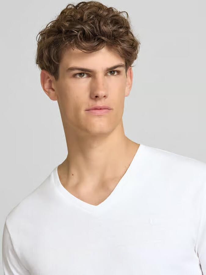 Superdry T-shirt van katoen-linnenmix met V-hals
