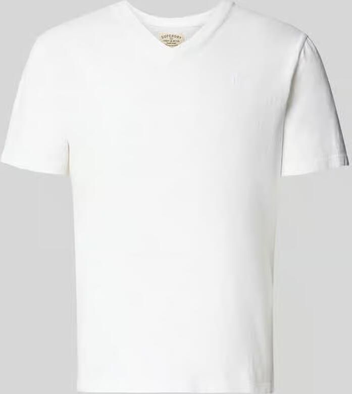 Superdry T-shirt van katoen-linnenmix met V-hals - Foto 2