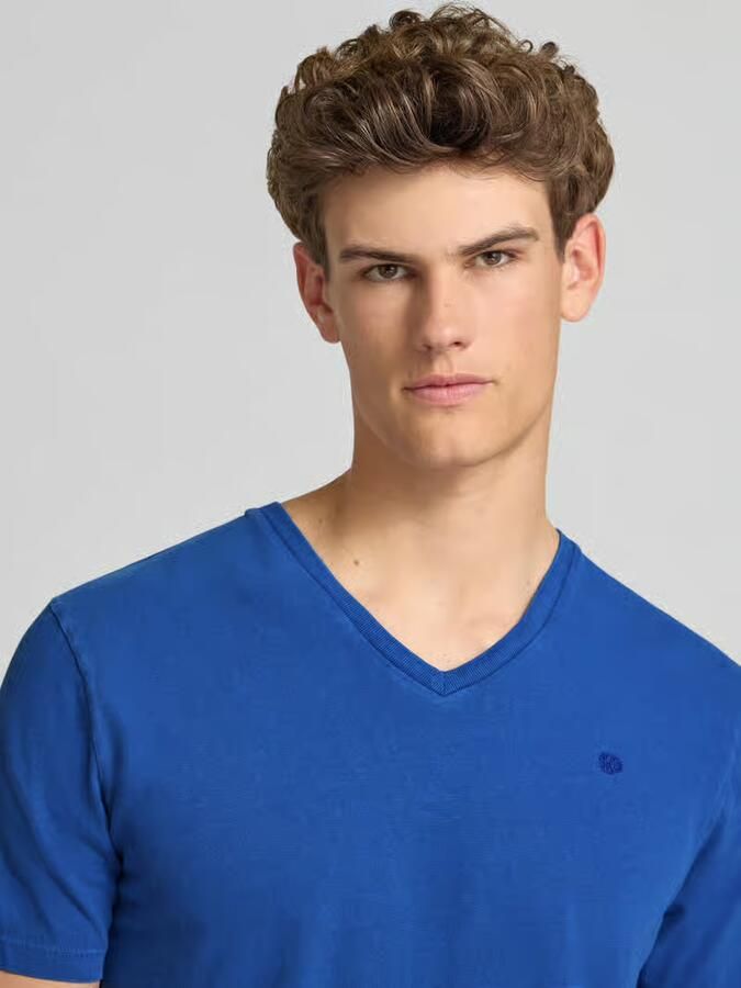 Superdry T-shirt van katoen-linnenmix met V-hals