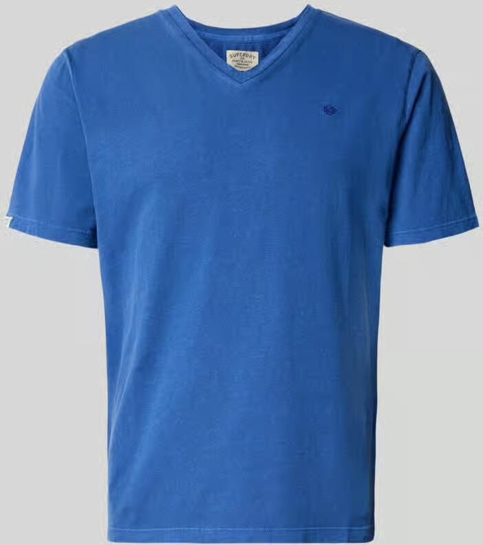 Superdry T-shirt van katoen-linnenmix met V-hals - Foto 2