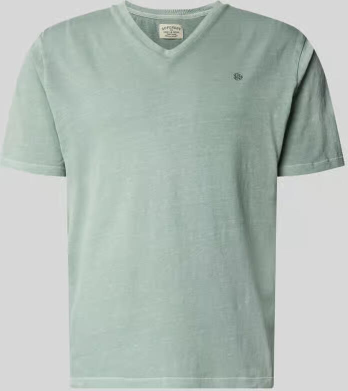 Superdry T-shirt van katoen-linnenmix met V-hals - Foto 2