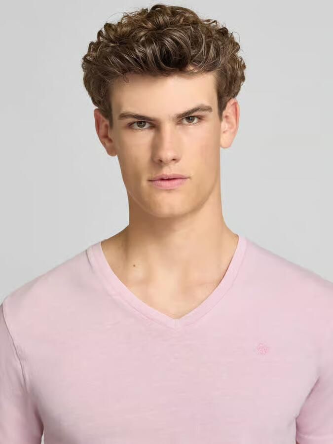 Superdry T-shirt van katoen-linnenmix met V-hals