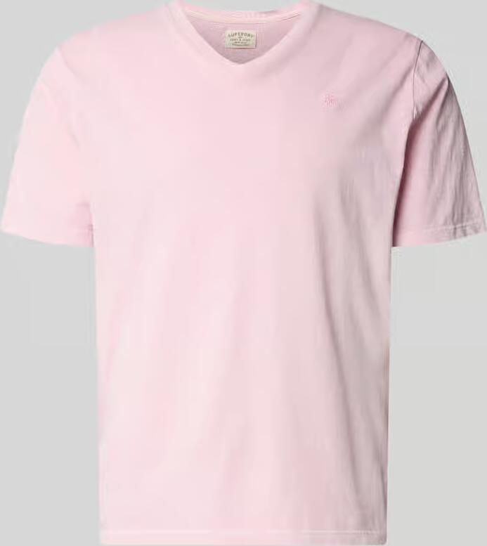 Superdry T-shirt van katoen-linnenmix met V-hals - Foto 2