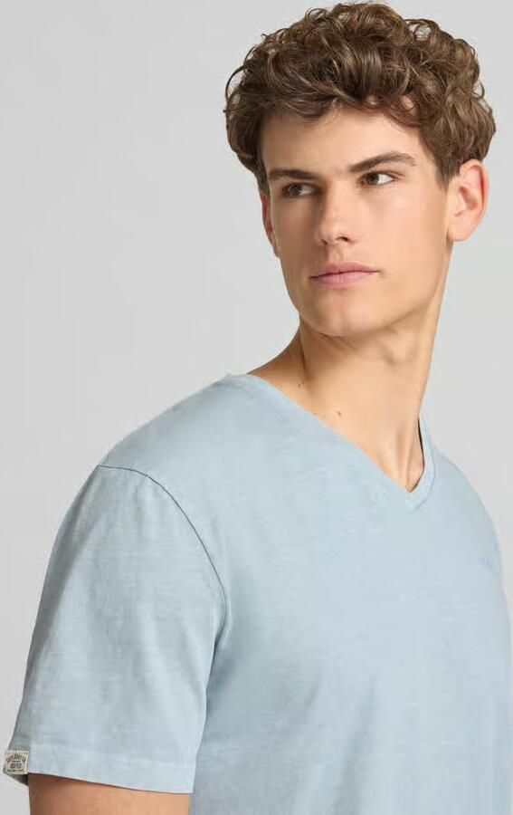 Superdry T-shirt van katoen-linnenmix met V-hals