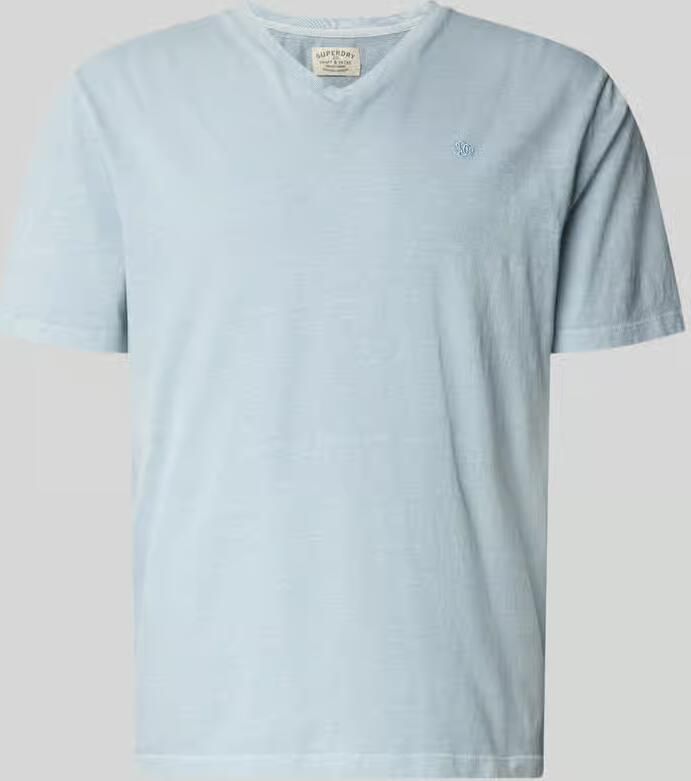 Superdry T-shirt van katoen-linnenmix met V-hals - Foto 2