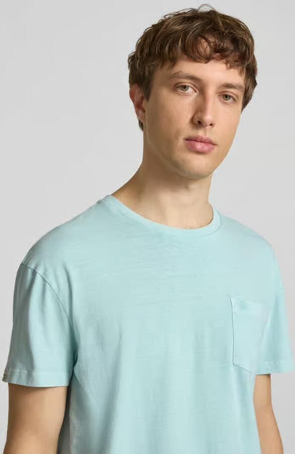 Superdry T-shirt van mix van katoen en linnen met borstzak
