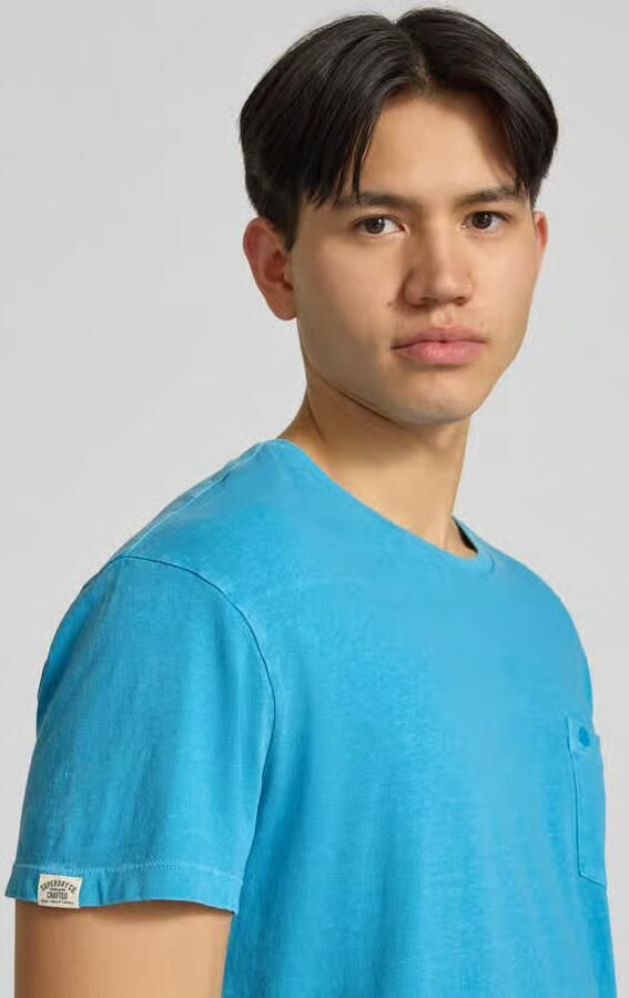 Superdry T-shirt van mix van katoen en linnen met borstzak