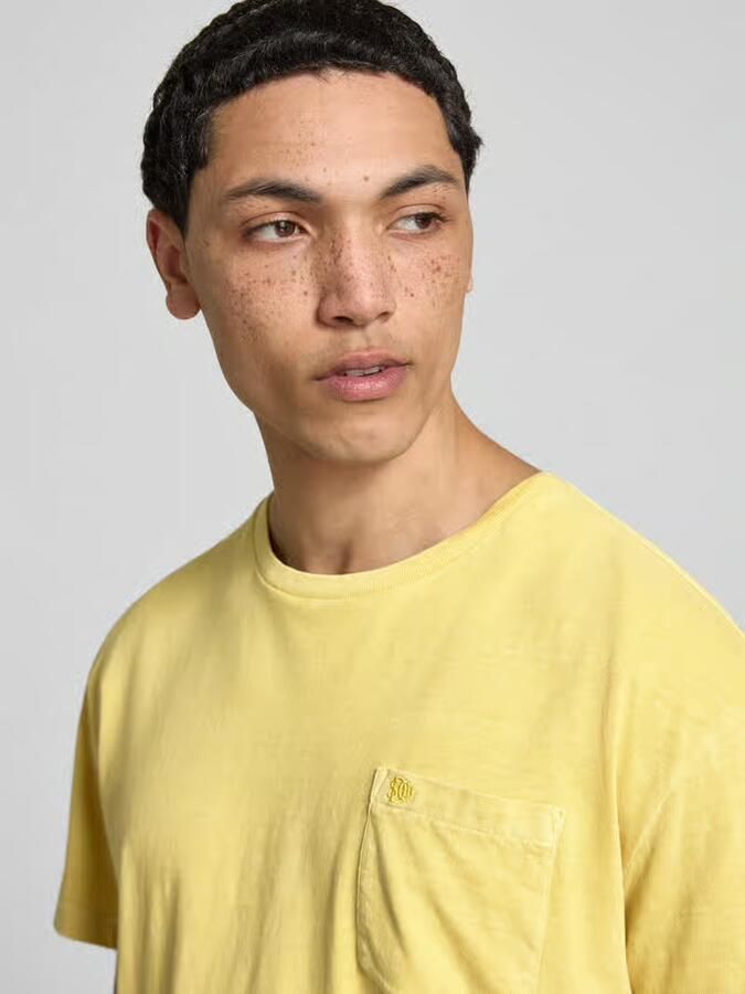 Superdry T-shirt van mix van katoen en linnen met borstzak
