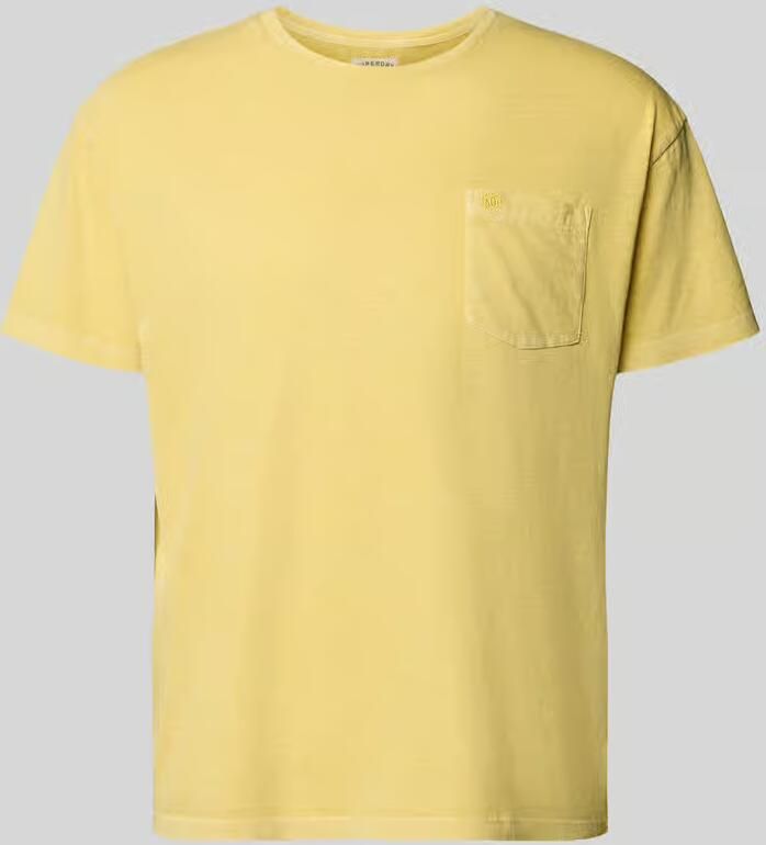 Superdry T-shirt van mix van katoen en linnen met borstzak - Foto 2
