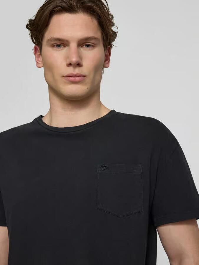 Superdry T-shirt van mix van katoen en linnen met borstzak