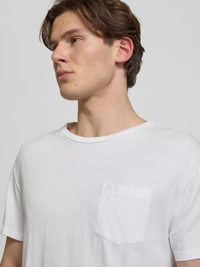 Superdry T-shirt van mix van katoen en linnen met borstzak