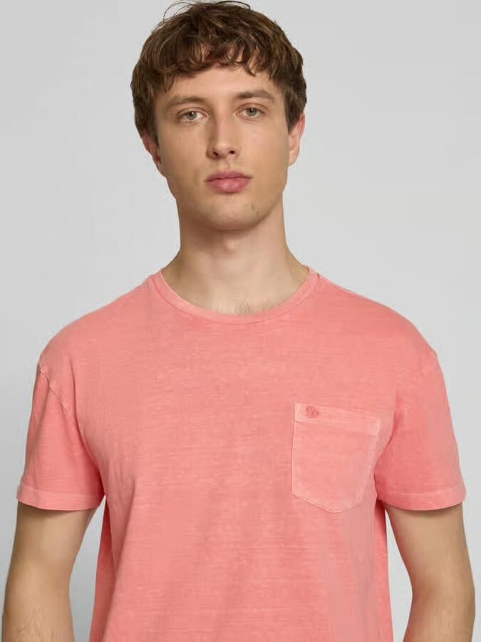 Superdry T-shirt van mix van katoen en linnen met borstzak