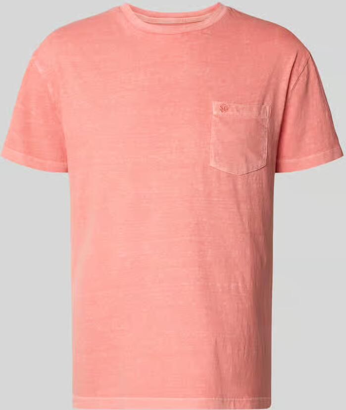 Superdry T-shirt van mix van katoen en linnen met borstzak - Foto 2