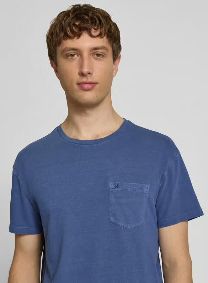 Superdry T-shirt van mix van katoen en linnen met borstzak