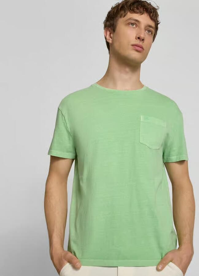 Superdry T-shirt van mix van katoen en linnen met borstzak