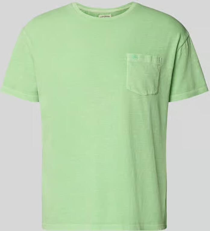 Superdry T-shirt van mix van katoen en linnen met borstzak - Foto 2