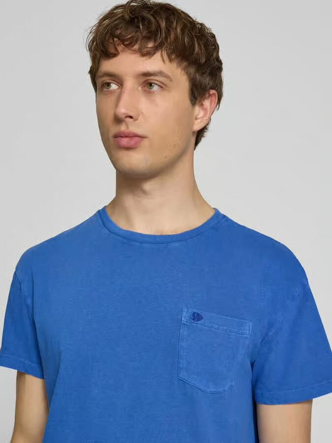 Superdry T-shirt van mix van katoen en linnen met borstzak