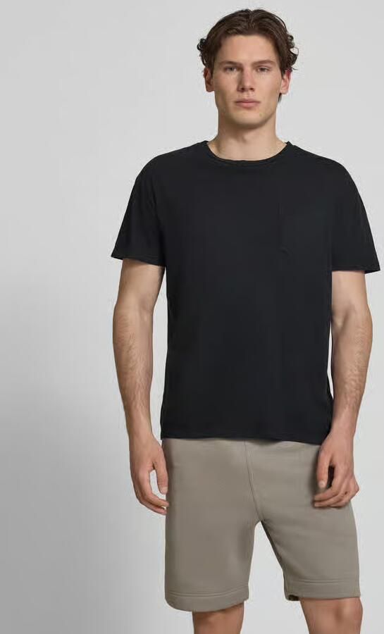 Superdry T-shirt van mix van katoen en linnen met borstzak - Foto 2