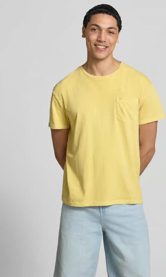 Superdry T-shirt van mix van katoen en linnen met borstzak - Foto 3