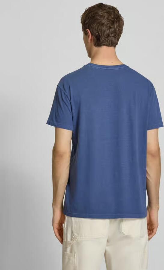 Superdry T-shirt van mix van katoen en linnen met borstzak - Foto 3