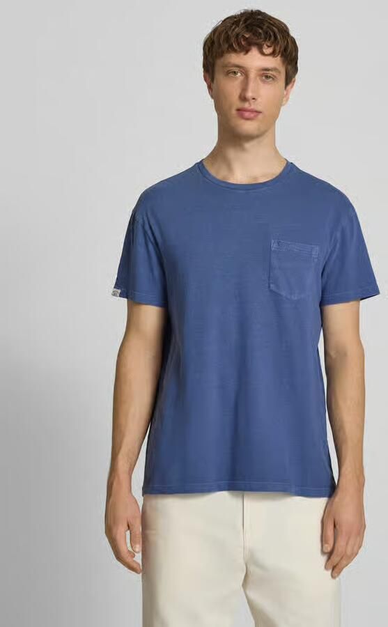Superdry T-shirt van mix van katoen en linnen met borstzak - Foto 2