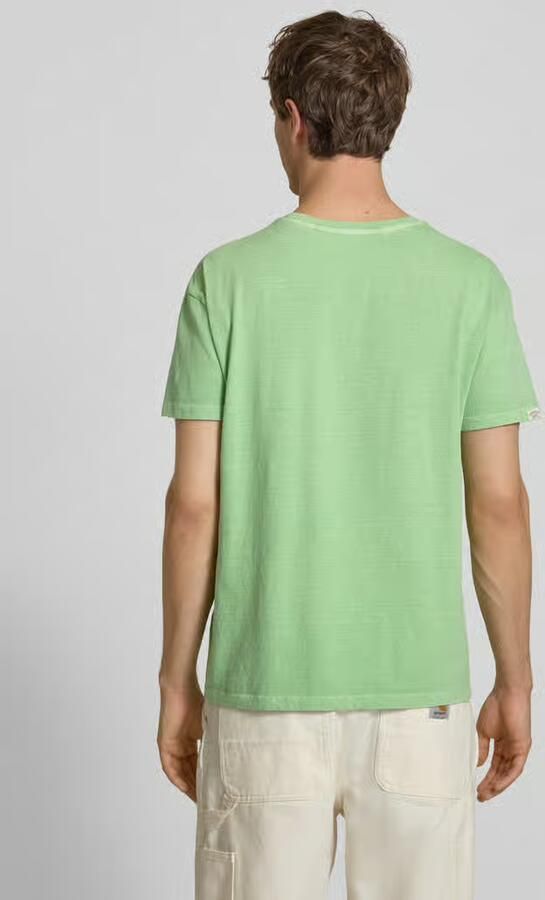 Superdry T-shirt van mix van katoen en linnen met borstzak - Foto 2