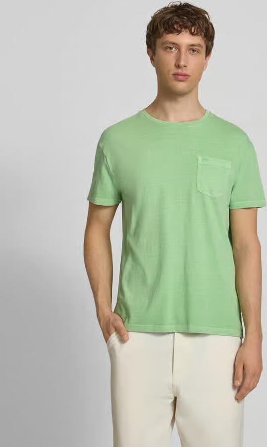 Superdry T-shirt van mix van katoen en linnen met borstzak - Foto 3