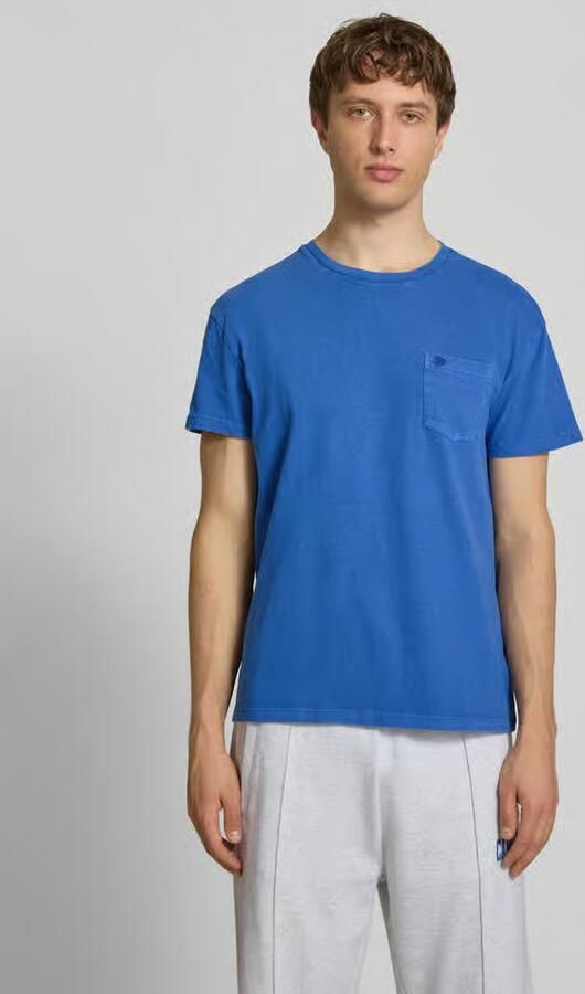 Superdry T-shirt van mix van katoen en linnen met borstzak - Foto 3