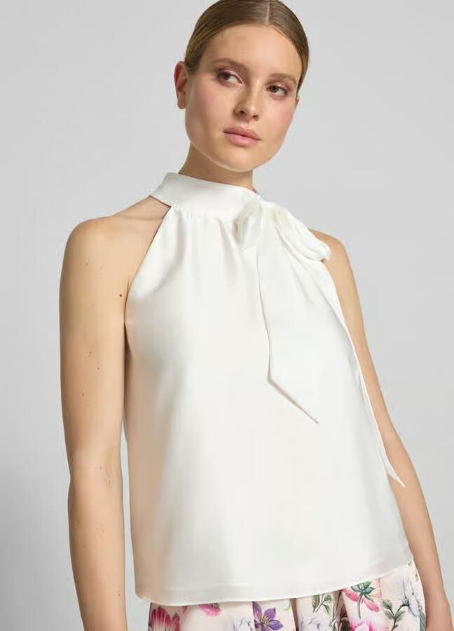 SWING Blousetop met opstaande kraag en strik