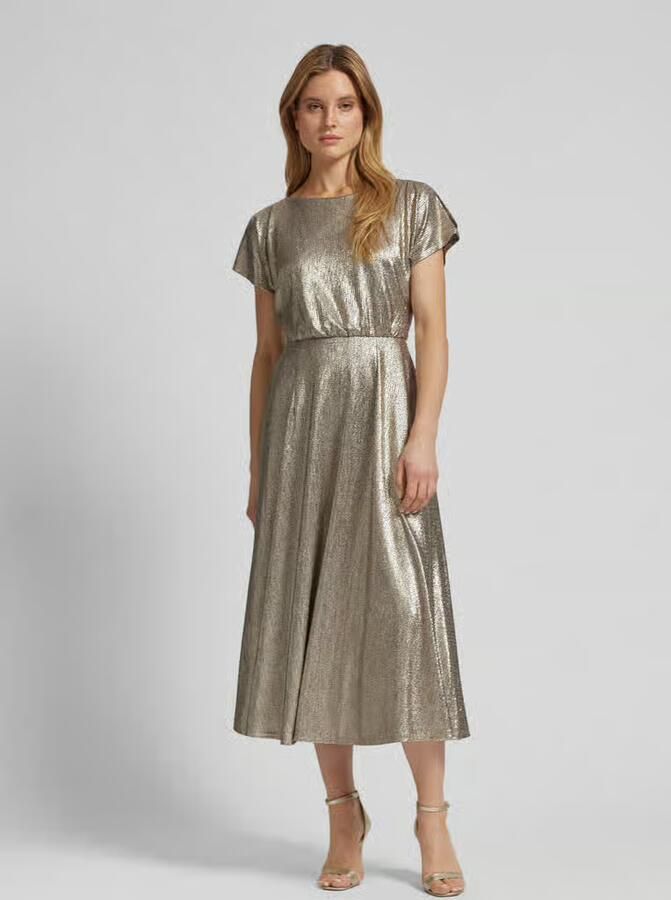 Swing Folie Jersey Midi Jurk Yellow Dames - Foto 2