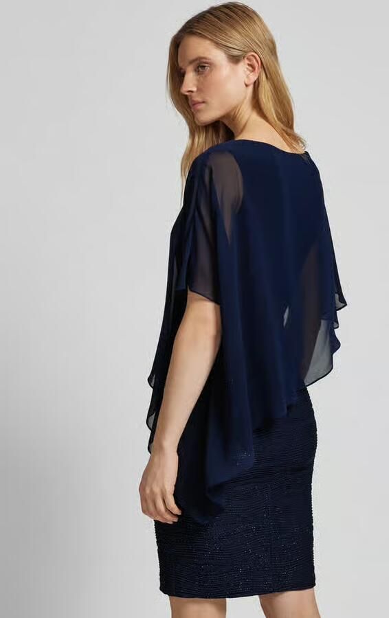 SWING Cocktailjurk met glittereffect en chiffon