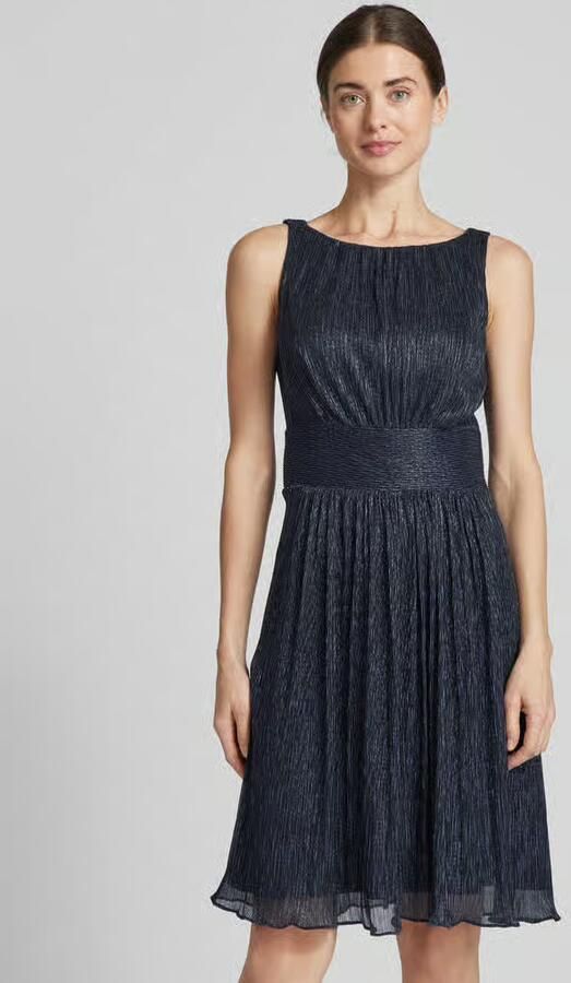 Swing Geplooide Lurex Jurk met Tailledetail Blue Dames - Foto 2