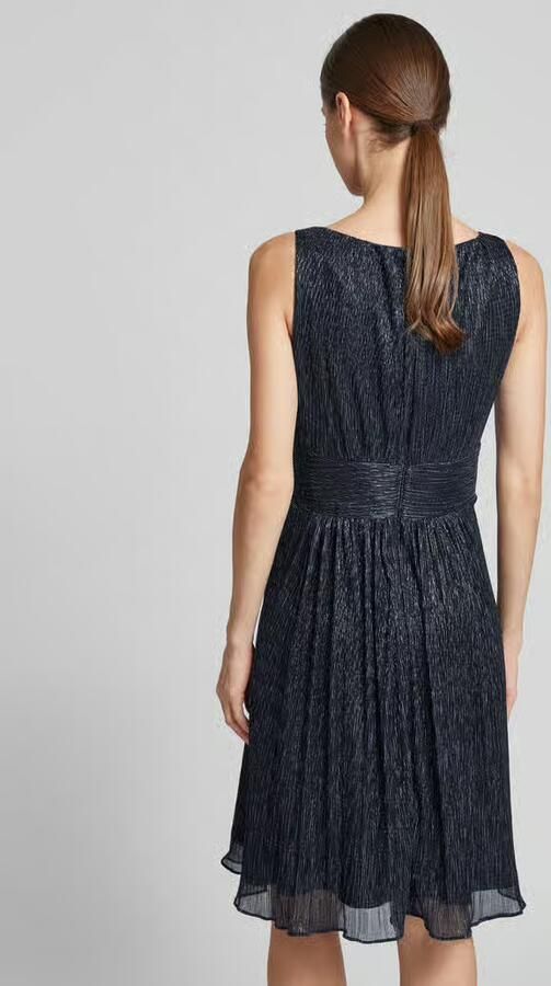 Swing Geplooide Lurex Jurk met Tailledetail Blue Dames