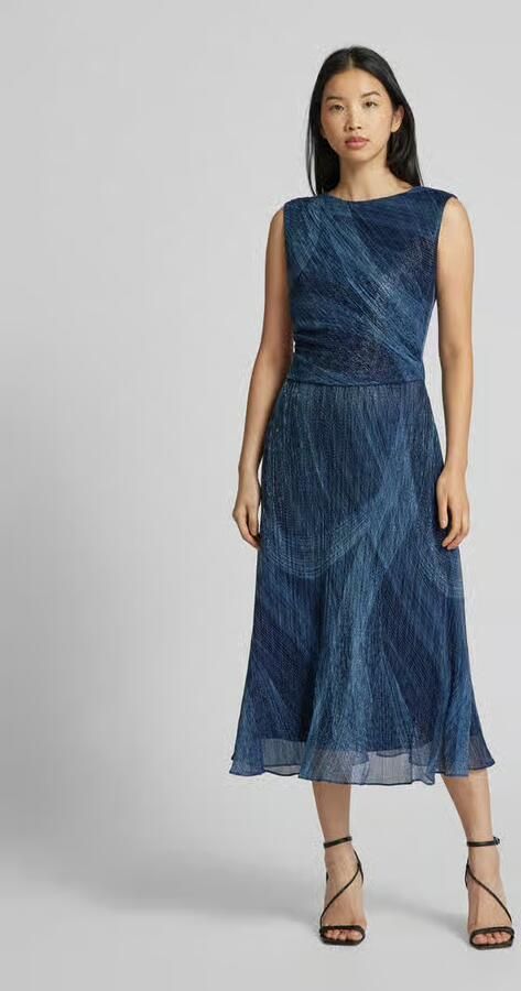 Swing Geplooide jurk met metallic draden Blue Dames - Foto 2