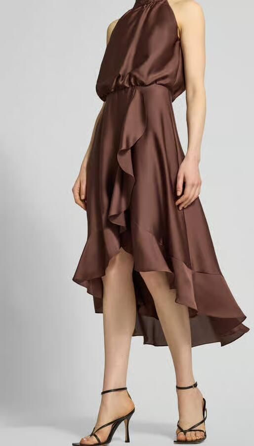 SWING Halter-cocktailjurk met volants